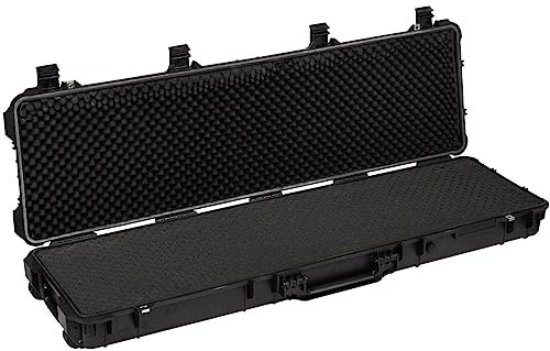 SEVICO Universalbox Waffenkoffer für Gewehre mit Rasterschaumstoff robuste Schutzkoffer aus Kunststoff mit Schaumstoffpolsterung und Druckausgleichsventil 134,6x40,6x15,5cm | Schwarz