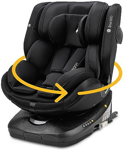 Osann Eno360 i-Size, drehbarer Kindersitz 40-150 cm, Reboarder mit Isofix, Baby Autositz – All Black