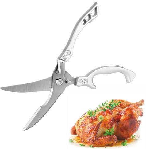 PZJFH Geflügelschere Edelstahl scharfe Küchenschere,Mehrzweck Haushaltsschere,Geflügelschere mit Sicherheitsschloss,Geflügelscheren,Edelstahl Fleischschere für Huhn,Fleisch,Fisch,Gemüse,Gans