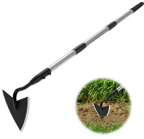 Hoe Garden Tool, 167 cm Garden Hoe Long Handle, Heavy Duty Metal Garden Hoes for Weeding, Adjustable Triangle Gardening Hoe for Trench, Loosen Soil, Landscape