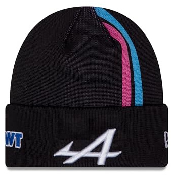 New Era Alpine F1 - Produit officiel - Manchette - Tricot - Bonnet rayé - Jeunes enfants - Édition pilote - Esteban Ocon Noir, Noir , Taille unique