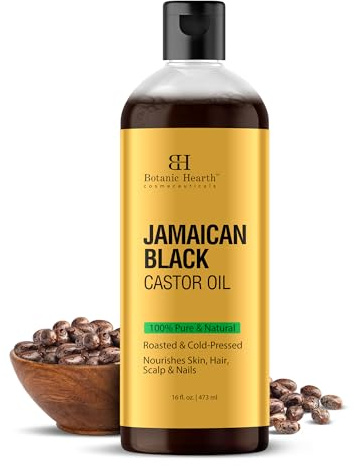 Botanic Hearth Jamaican Black Castor Oil (16 fl oz) | Roasted & Cold-Pressed | Promotes Hair Growth & Natural Skin Care | Ideal for Massage, Scalp, Hair & Nails