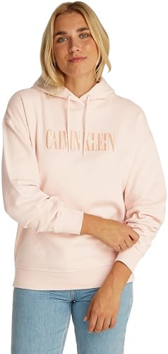 Calvin Klein Damen Hoodie Varsity aus Baumwolle, Rosa (Silver Peony), L