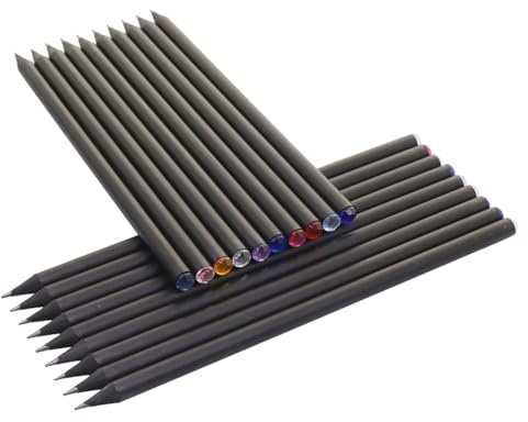 IWOMA 100 matite in carbonio in legno, matite da scrittura in legno con parte superiore con diamante scintillante, per riempire la calza della Befana dei bambini