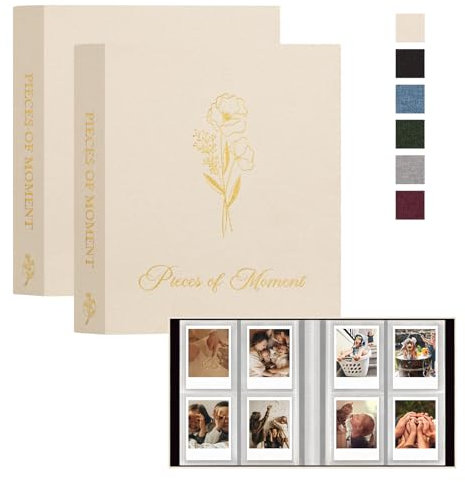 Lanpn Polaroid Photo Album Book 2x3 inch 208 Pockets 2 Pack, 52 Pages Picture Album Book for Fujifilm Instax Mini 12 11 9 99 8 40 Polaroid Snap Instant Camera Zip Printers (Beige)