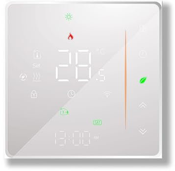Caslant 006 Serie Wi-Fi Termostato - Termostato con Pantalla Táctil para Calefacción de Agua, Electricidad y Calderas - Control Remoto Desde Teléfono Móvil Compatible con Alexa, Google Home e IFTTT