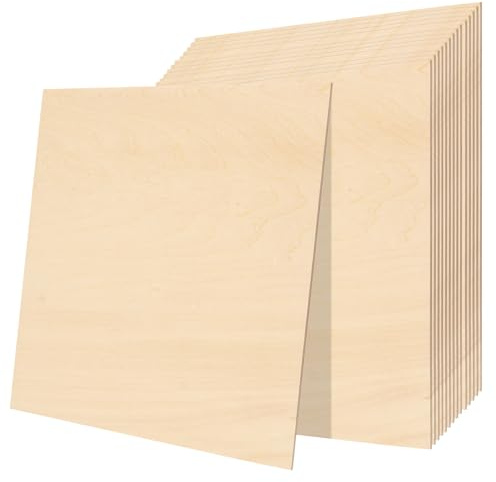 NAMYEUT 16-pack 300 x 300 mm plywoodblad, 3 mm tjocklek slät oavslutad platta träpaneler för hantverk, laserskärning, gravering, modelltillverkning gör-det-själv-projekt (30 x 30 x 0,1 cm)