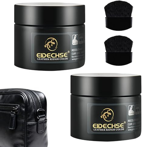 2 Flaschen Schwarze Lederfarbe100ml Insgesamt Werden mit 2 Reparaturbürsten Geliefert, Leder Reparatur Set, Lederpflege Auto,Geeignet Zum Reparieren Von Kratzern und Rissen An Sofas und Kunstleder