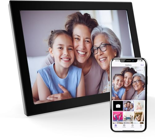 XORO Cornice digitale WiFi da 10,1 pollici, 1280 x 800 HD, display IPS Touch da 16 GB, rotazione automatica, condividi foto istantaneamente da qualsiasi luogo