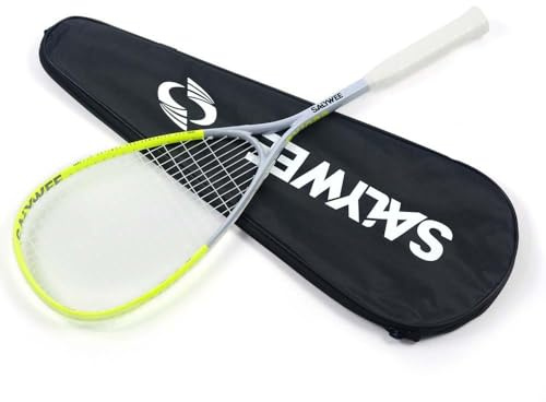 Racchetta da squash Full Carbon leggera sportiva con borsa, per uomini e donne, ad alte prestazioni (giallo)