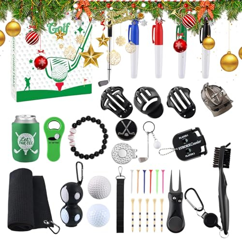 Calendario de cuenta regresiva de golf, 24 días de accesorios de golf, deportes de golf, adviento para principiantes, entusiastas del marido, padre, hijo, novio, pareja, familia, amigos