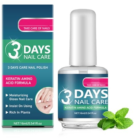 3 Days Nail Care - Nails Strengthener for Weak and Damaged Nails, Nail Care Oil with Keratin Amino Acid Formula, Daily Strengthening Nourishment, Nail Growth Serum, Clear Finish, 16ml
