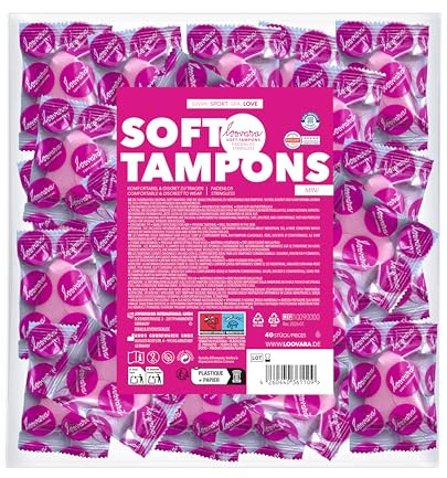 LOOVARA Soft Tampons MINI – 40 unidades en práctico envase – Tampones ultrasuaves sin hilo de extracción para una libertad discreta durante el deporte, la natación, la sauna y la intimidad