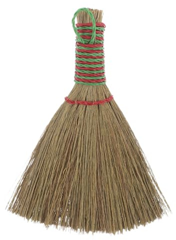 YARNOW Scopa a Mano Intrecciata in Paglia Naturale, Broom Piccolo la Pulizia dei Pavimenti e Mobili, per Uso Domestico in Cucina con Setole Morbide e Fitte