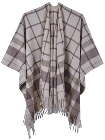 NIUSABOU Manta, chal, poncho y capa, Poncho tipo chal reversible de cachemira imitación for mujer con borlas rosa(4)