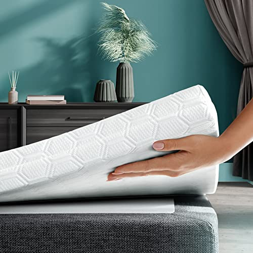 WENDRE Kaltschaum Matratzentopper 90x200cm – Fester Topper für Matratzen & Betten – 7cm Stützend & Atmungsaktiv – Matratzenauflage mit Waschbarem Bezug – Matratzen Topper mit Anti-Rutsch-Unterseite