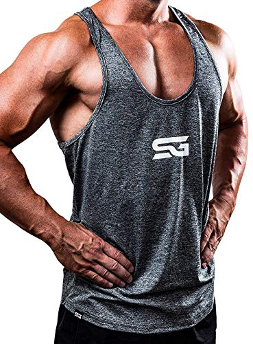 Satire Gym - Camiseta de Tirantes para Fitness de Hombre/Ropa Funcional de Secado rápido para Hombres - Camiseta de Tirantes para Hombres, Apta para Culturismo y Entrenamiento. (Gris monteado, M)
