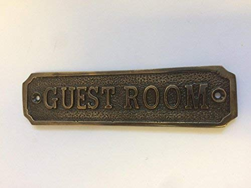 GUEST ROOM Door Sign Solid Brass with a Antique Bronze Finish 18.6 x 3.3 cm comes with Screws, Ideal for Spare Bedroom DSN-22-AB