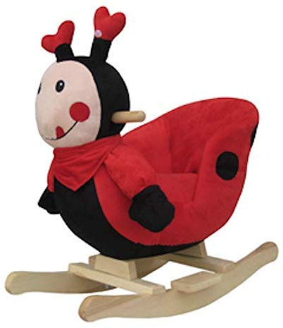 The Rocking Horse Co Neuf Peluche Coccinelle Chaise à Bascule - Animal Rocker - Deluxe avec Écharpe & Antenne sur en Bois Rockers avec en Bois Poignées