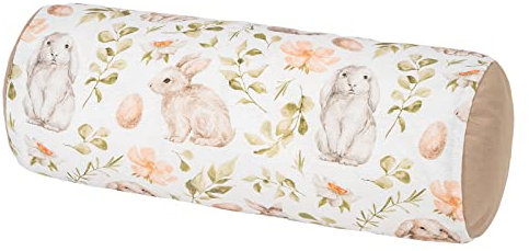 beties Hoppel Nackenrollen-Bezug ca. 15x40 cm Nackenrolle-Hülle Rollen Überzug mit süßen Häschen Tier-Motiv (Baumwollmischung)