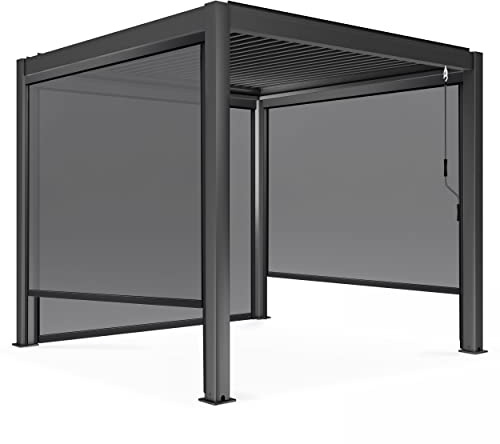 Oviala Bioklimatische Pergola, freistehend, 3 x 3 m und 3 Jalousien, 2,66 x 2,34 m