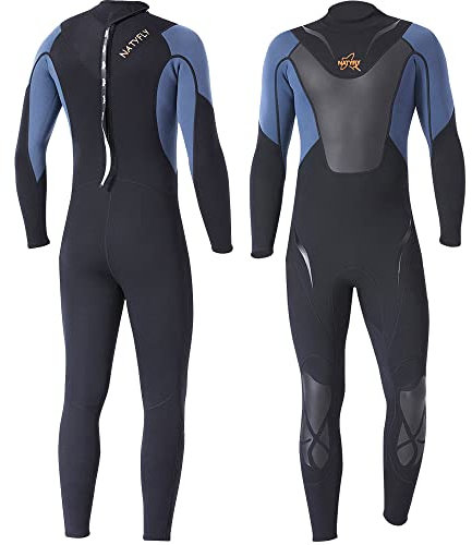 NATYFLY Herren Neoprenanzug 3 mm Neopren Tauchanzug Lange Ärmel Thermal Nassanzüge Zurück Reißverschluss Schnorchelanzug für Tauchen, Surfen, Schnorcheln, Kanufahren (Schwarz/Grau, L)