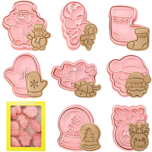Ausstechformen Weihnachten 3D, 8 Stück Keksausstecher Weihnachten für Kinder, DIY Plätzchenausstecher Weihnachten Set für Kekse Backen Küche Zubehör Motivtorten