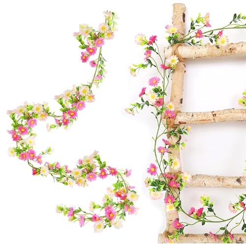 XoeLLe Ghirlanda di Margherita Ghirlanda Fiori Piante Artificiali Artificiali Fiori Appesi 2,1m Rampicante Fiori di Seta Vite Finta Appesa Rattan, per Nozze Arco Festa Casa All'aperto da Giardino