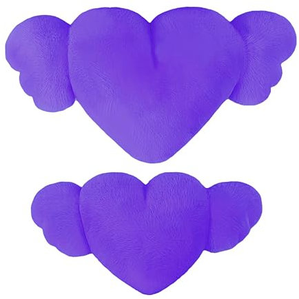 Evember Poggiatesta per auto a forma di cuore, cuscino per il collo a forma di cuore per auto | 2 cuscini per poggiatesta per auto a forma di cuore con ali,Poggiatesta per auto accogliente e