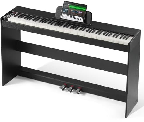 VEVOR Digitalpiano, 88 Tasten, Elektrisches Klaviere, Doppeltastatur und Lautsprecher, einfache Gehäusehalterung mit Kopfhörer, 200 Töne und Rhythmen, unterstützt Bluetooth/USB/MIDI, für Anfänger