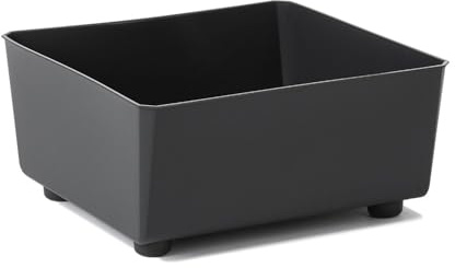 LAMELA Quadratischer Pflanzkasten mit eleganten Füßen – Schwarzer Blumenkübel aus robustem Kunststoff 28,5 x 28,5 cm, 7,5L – Wetterfest & Pflegeleicht - für Innen & Außen, Schwarz