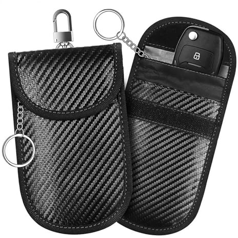 Xiciki 2 unidades de protección para llaves de coche, protección para llaves de coche, RFID, funda para llaves, cierre de mosquetón, protección Keyless Go para llaves de coche, caja para llaves de
