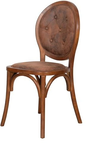Biscottini Chaises Salle à manger Bois massif et simili cuir Thonet 43x48x96 cm - Fauteuil en simili cuir Chambre Vintage - Fauteuil rembourré Salon - Chaise cuisine et salon Classique