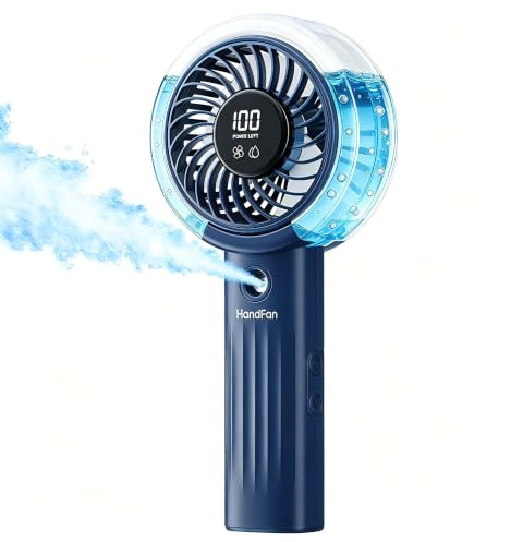 HandFan Upgraded Misting Fan with LED Display – Extreme Cooling Portable Handheld Fan with Water Mist Spray, 50% Stronger Airflow & Quieter, USB Rechargeable for Travel/Park/Disney/Beach/Concert/Game