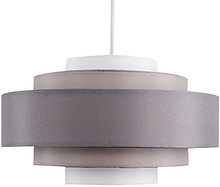 MiniSun | Modern 5 Tier Ceiling Light Shade in a 3 Tone Grey Finish | Pendant Lights, Home Décor & Improvement Essential | 350mm Shade Width