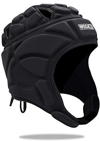 GITVIENAR Torwarthelm Kopfschutz Helm, Umfassender Schutz Atmungsaktiv Verstellbares Design mit Luftlöchern Krempe, Spielhelm Schutzhelm für Fahrrad Sport Training Rugby Football Tormann, schwarz
