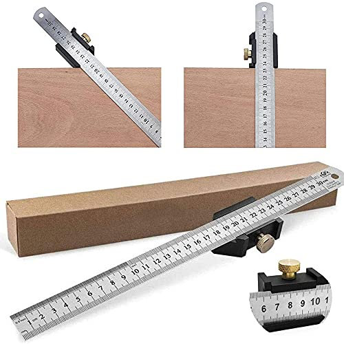 Bloc Travail du Bois Ligne,Carpenter Scriber,Querre Menuisier Métal,Règle de Positionnement Bloc,Bois Ligne Localisateur,Équerre Angle règle en Acier,Règle en Acier