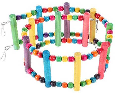 VILLCASE Leiter-Vogel-Spielzeug aus Holz Rainbow Bridge Pet Parrot Swing Training