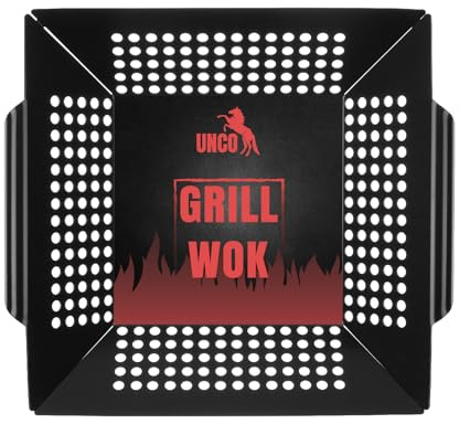 UNCO- Grill Basket, 13.6 x 12, Grill Baskets for Outdoor Grill Vegetables