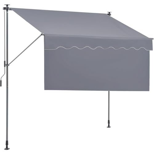 VEVOR Manual Retractable Awning, 78 Outdoor Retractable Patio Awning Sunshade Shelter, Adjustable Patio Door Window Awning Canopy with 39 Sun Shade Curtain for Backyard, Garden, Balcony, Dark Gray
