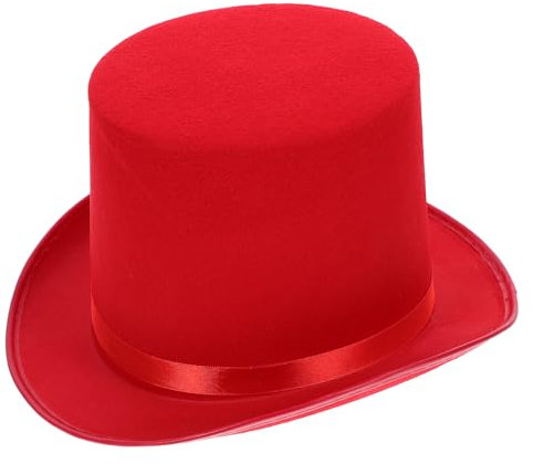 PACKOVE Roter Zylinder Zylinder Zauberer er Hut Rot Halloween Hut er Herren Satinband Top Hat Fur Karneval Halloween Herren Damen