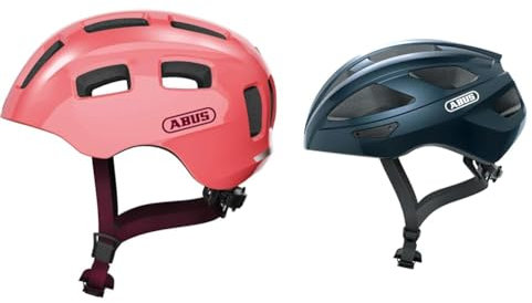 ABUS Fahrradhelm Youn-I 2.0 - mit Licht für Kinder, Jugendliche und Junge Erwachsene & Rennradhelm Macator - Sportiver Fahrradhelm für Einsteiger