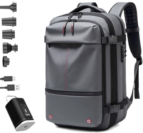 Vacpack Ryggsäck, 60l Expanderbar Vakuum Ryggsäck Resa, Stöldskydd Vacpack Ryggsäck Med Pump, Bär-ryggsäck(Gray)