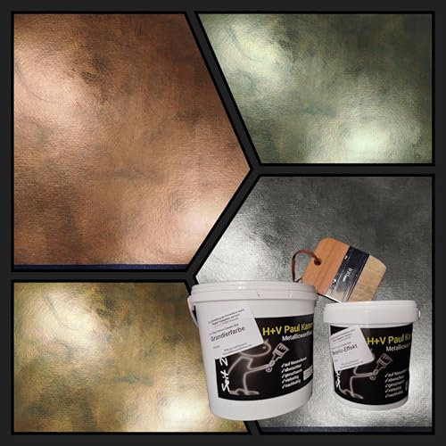H+V Paul Kamm® Creativ-Set Metallic Effekt Wandfarbe moderner Rost Effekt im Innenbereich Beton-Optik Sturm-Optik