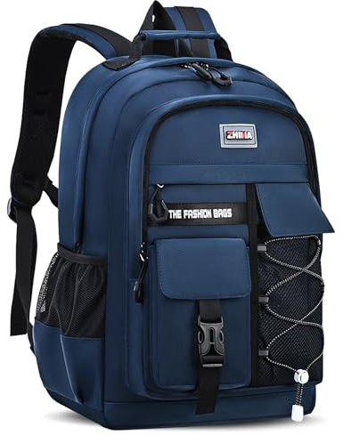 Amythe Schulrucksack Jungen Teenager, 2025 Groß Rucksack Schule Gymnasium Oberstufe Schulranzen Wasserabweisend für 15.6 Laptop, Schultasche Casual 29L-Blau