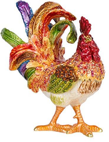 DEARMAMY Boîte De 2 Pièces Boîte à Bijoux Coq Chargeur Coopérative Cas Corbeille Plantes Ornements Plat Fr Organisateurs Couvercle Artificiel Petit Décor Four Micro Mini Colorful Émail