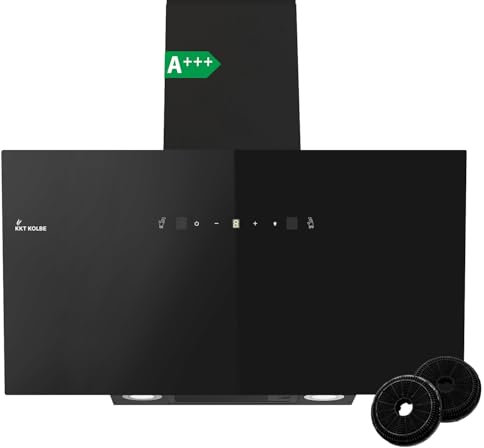 KKT KOLBE Dunstabzugshaube 90cm | Umluft Abluft | 782cbm/h | Wandhauben Kopffrei | Schwarz | Glas | Gestensteuerung | SensorTouch Bedienung | LED-Beleuchtung | TRIO9025S