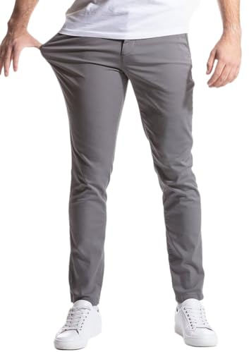 Oanviso Pantalón Chino Hombre Casuales Regular Fit Pantalone Elasticos Pantalóns Largo Trabajo Pantalones Occidentales Vaqueros Ajustados Oversized A Gris M