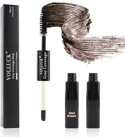 VOLLUCK Haarmascara, Sofortige Graue Haare Abdecken für Frauen und Männer, 2-in-1 Natürlich Ansatzfarbe zum Kaschieren des Haaransatzes für Alle Haartypen (Mittelbraun, 7 ML)