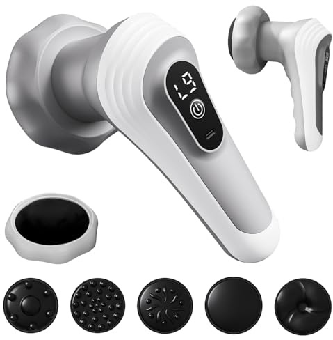 BLOGLOER Masajeador Anticelulitico Reductor con 9 Grados Ajustables, Masajeador Anticelulitis Eléctrico con 5 Cabezas de Masaje, para Brazos, Piernas, Estómago y Trasero, Blanco